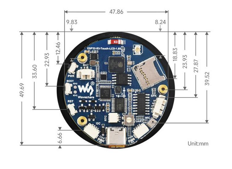 ESP32-S3 1.85" Capacitive Touch LCD Round Screen Dev Board with XiaoZhi AI Voice & WiFi