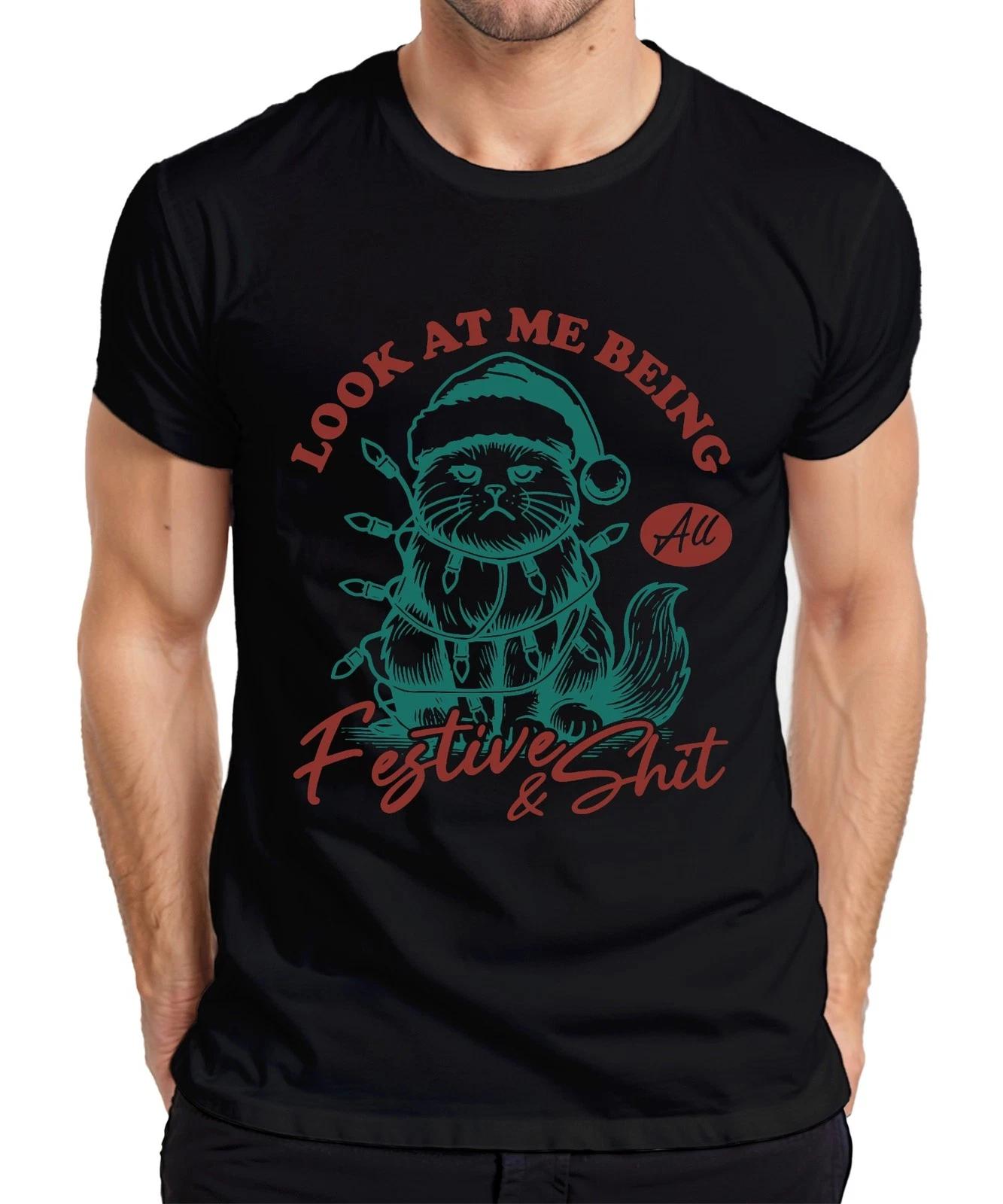 Look At Me Being All Festive And Shit Grumpy Cat Weihnachten Herren T-Shirt M