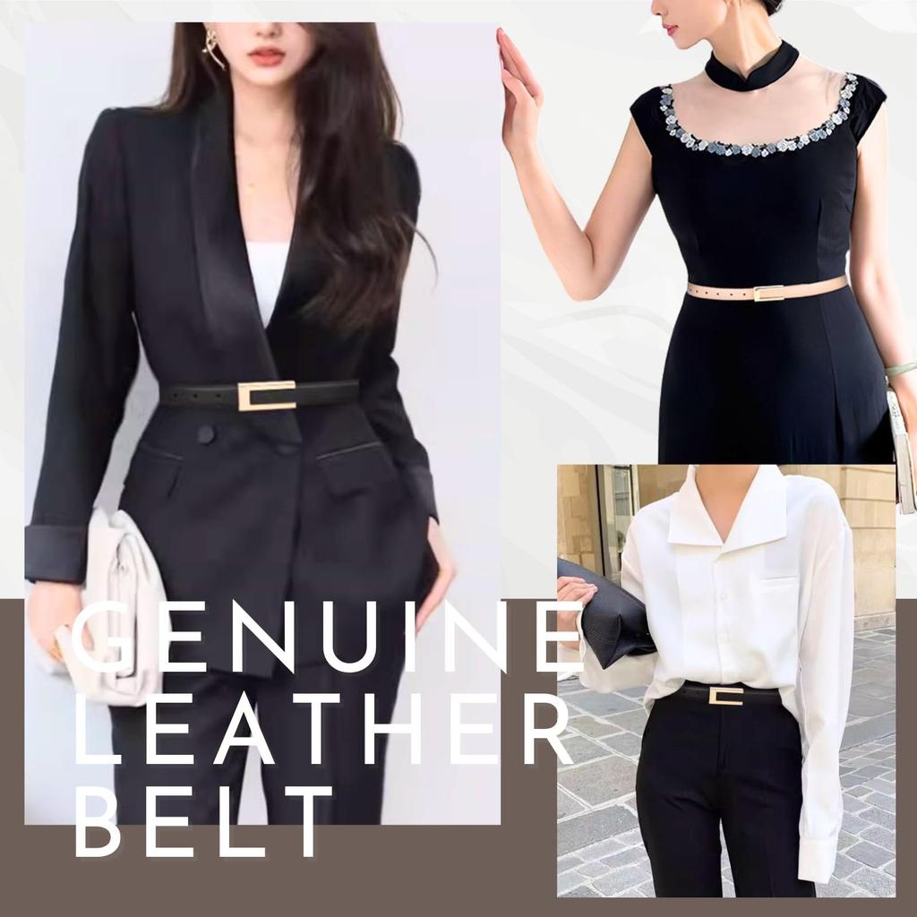 Grooblue Genuine Leather Thin Belt for Business and Simple Slim Perfect for School Entrance and Gray Women's Suits, Casual, Styles, Fit, Ceremonies,