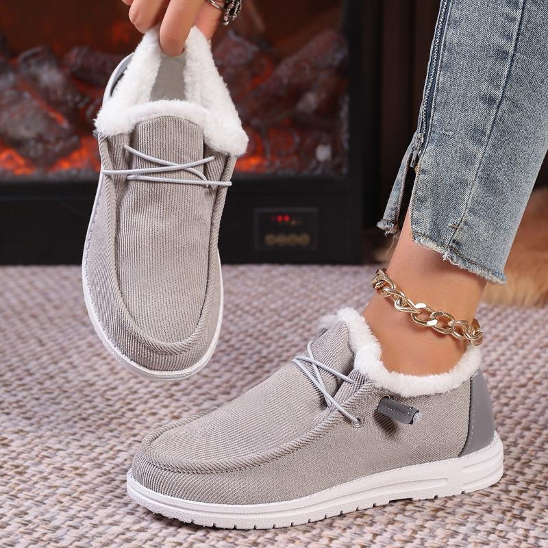 Autumn and winter new fleece thickened fluff warm large size women's cotton shoes