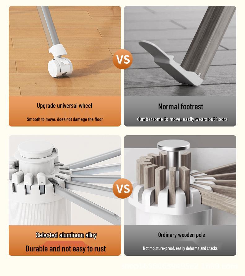 Floor-Standing Multi-Functional Space-Saving Indoor Clothes Drying Rack