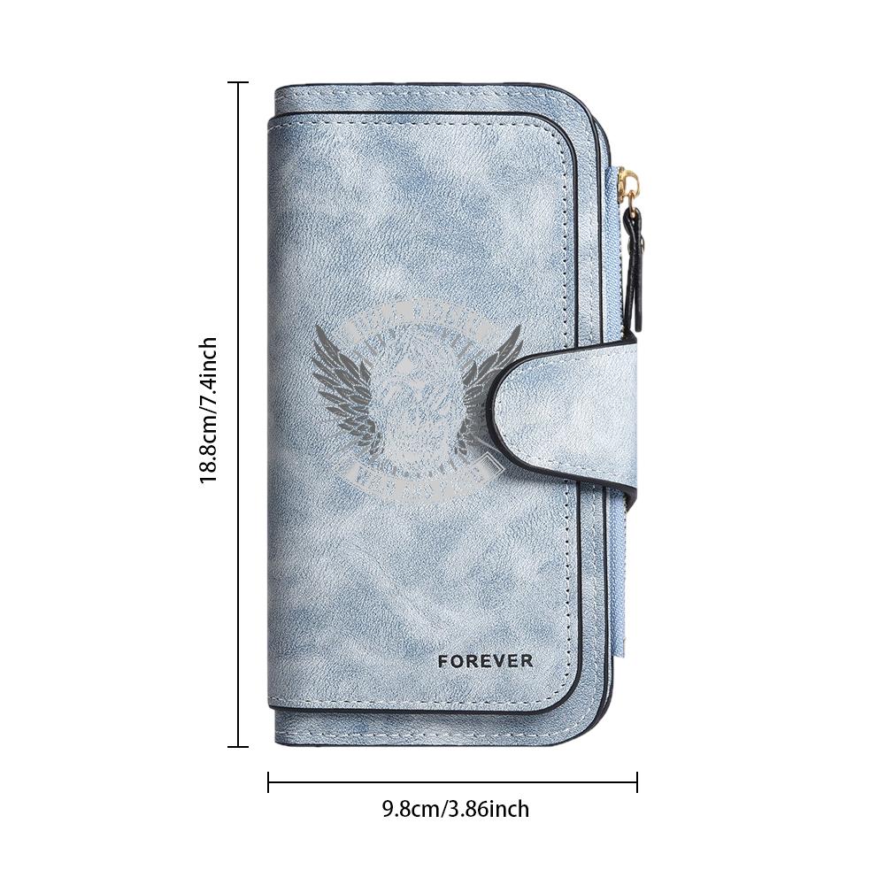 Stylish PU Long Wallet Cool Skull Pattern Card Holder Functional Multi Slot Purse for Daily Use