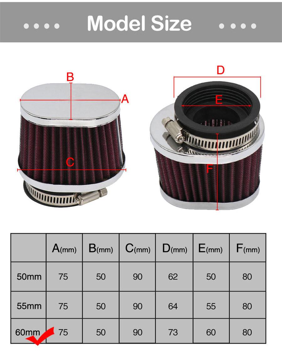 

Pair Red 60mm High Flow Air Filter Non-woven Fabric, Polyurethane Universal