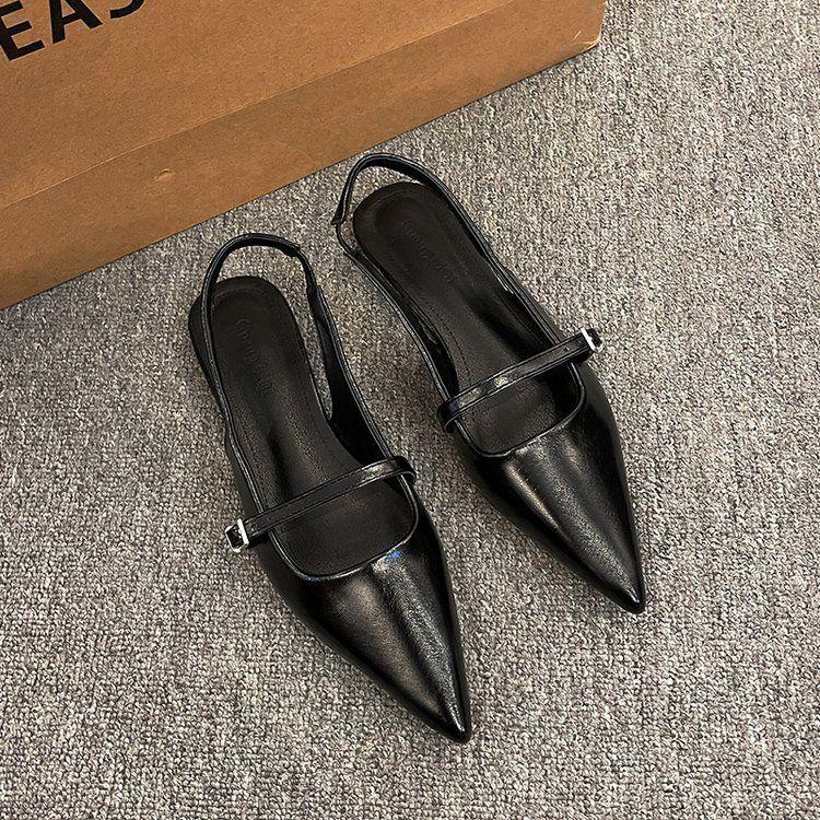 Flat bottom versatile bag head sandals women's shoes 2025 new Mary Jane with skirt pointed temperament niche single shoes