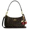 Coach Borsa a Spalla Teri 24 Classica Monogramma Ecopelle e Pelle di Vitello Media Donna Marrone