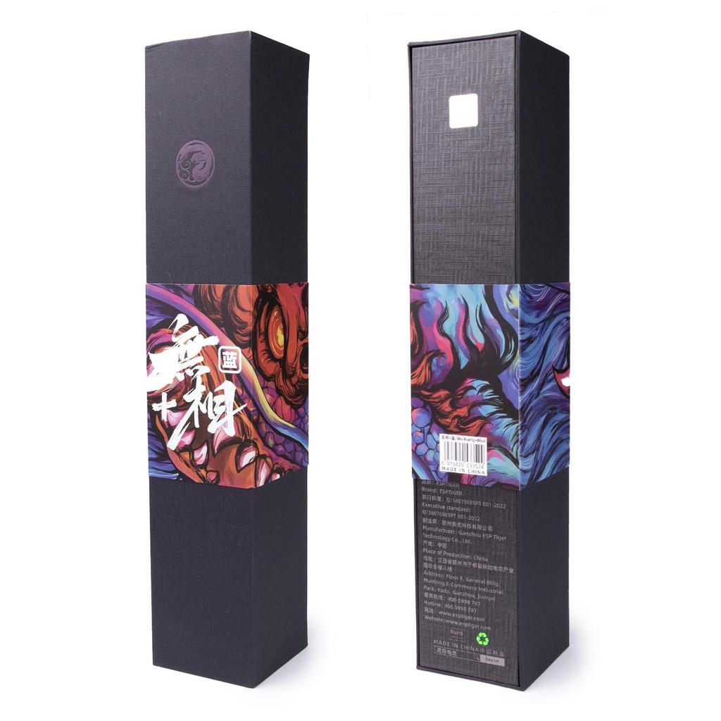 EsportsTiger WuXiang Blue Gaming Mouse Pad with Rainbow Coating Process Surface, Rubber Base, and Smooth Optimization, Large Size (400mm x 480mm)