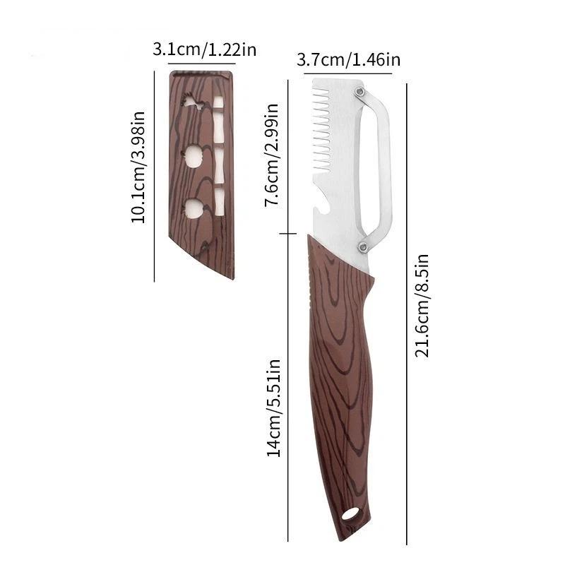 Multifunctional Vegetable Peeler With Sharp Stainless Steel Blade Wood Grain Handle For Kitchen Fruit Potato Peeling