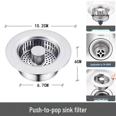 OEING Stainless Steel Pop-Up Sink Drain Strainer