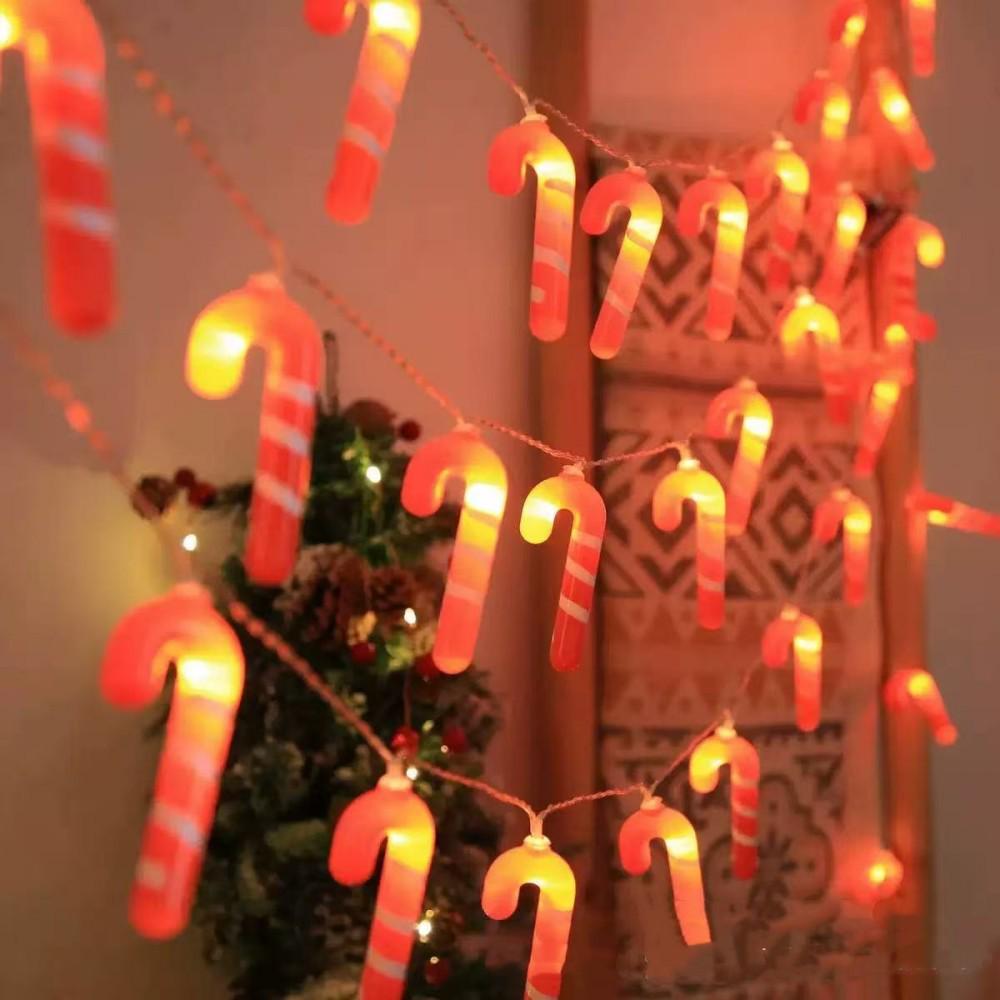 Red Candy Cane LED String Lights for Christmas Tree Decoration