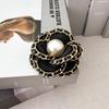 Korean Retro Camellia Pearl Chain Brooch