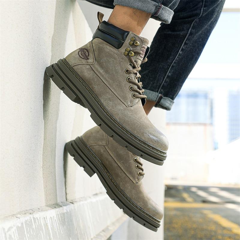 Pánské vysoké boty na volný čas Ručně vyráběné plyšové boty Ležérní boty Podzimní a zimní boty