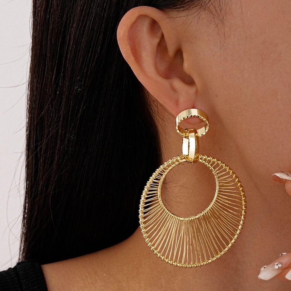 Textured Geometric Earring Drops Exquisite Exaggerated Eardrop Fashion Simple Metal Earrings  Daily