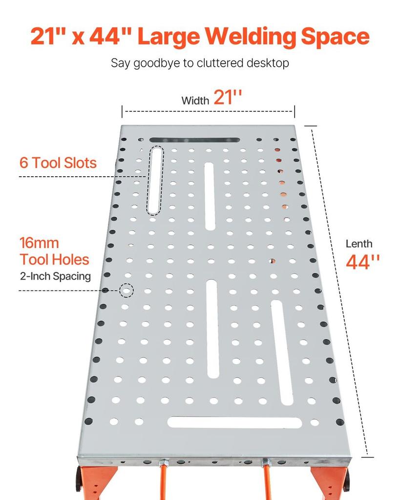 Las Tafel 44" x 21" 500LBS Opvouwbare Werkbank met 4-Niveaus Verstelbare Hoogte