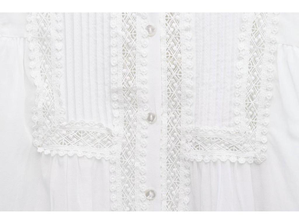 Spring 2025 Women's European and American Style Lace Pleated Shirt Top