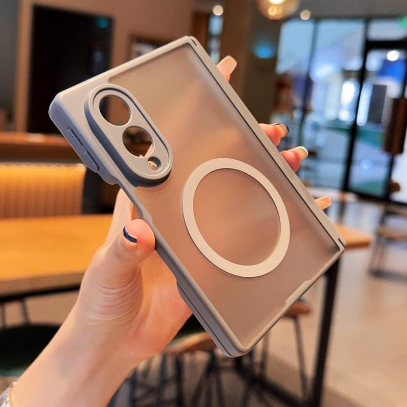 Frosted Translucent Magnetic Case for Samsung Galaxy Z Fold 8 Ultra 8 7 6 5 Magnetic Wireless Charger Lens Cutouts Protect Cover