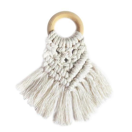 

Кольцо для салфеток в стиле бохо Хлопковая веревка Кольцо из массива дерева Декор с кисточкой Кольцо для ужина Ручная работа Декор стола белый