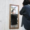 40cm x 100cm made in Nordic wooden Wall-mounted mirror, (width) (height), shatterproof, Japan, stylish, simple, style, (BR Brown)