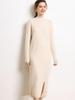 2025 Autumn/Winter Women's Slim Fit High Neck Cashmere Knit Long Sleeve Dress
