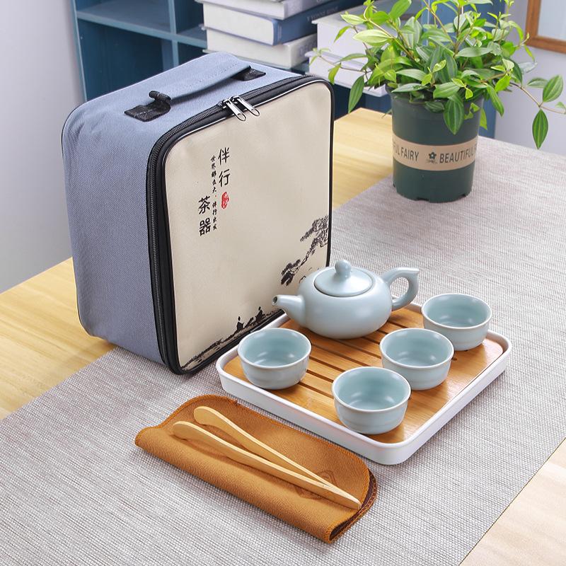 Travel Tea Set, Portable Bag, Kuaike Teacup, Outdoor, Gifts Will Sell Ceramic Kung Fu, One Pot and Four Cups.
