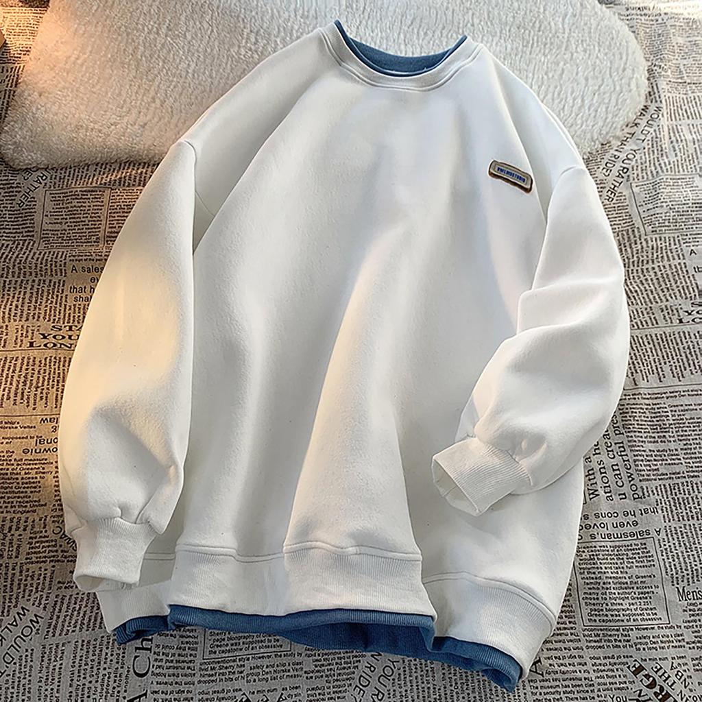 Spring And Autumn Top Fake Two Piece Hoodie Top Couple's Dress Style Lazy