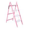 4 Step Ladder Non Slip Folding Step Stool Ladder Thickened Flower Stand for Kitchen Bedroom Office Pinkish White