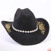 Popular European and American Classic Suede Western Cowboy Hat Men's and Women's Big Brim Embroidered Outdoor Sun Hat