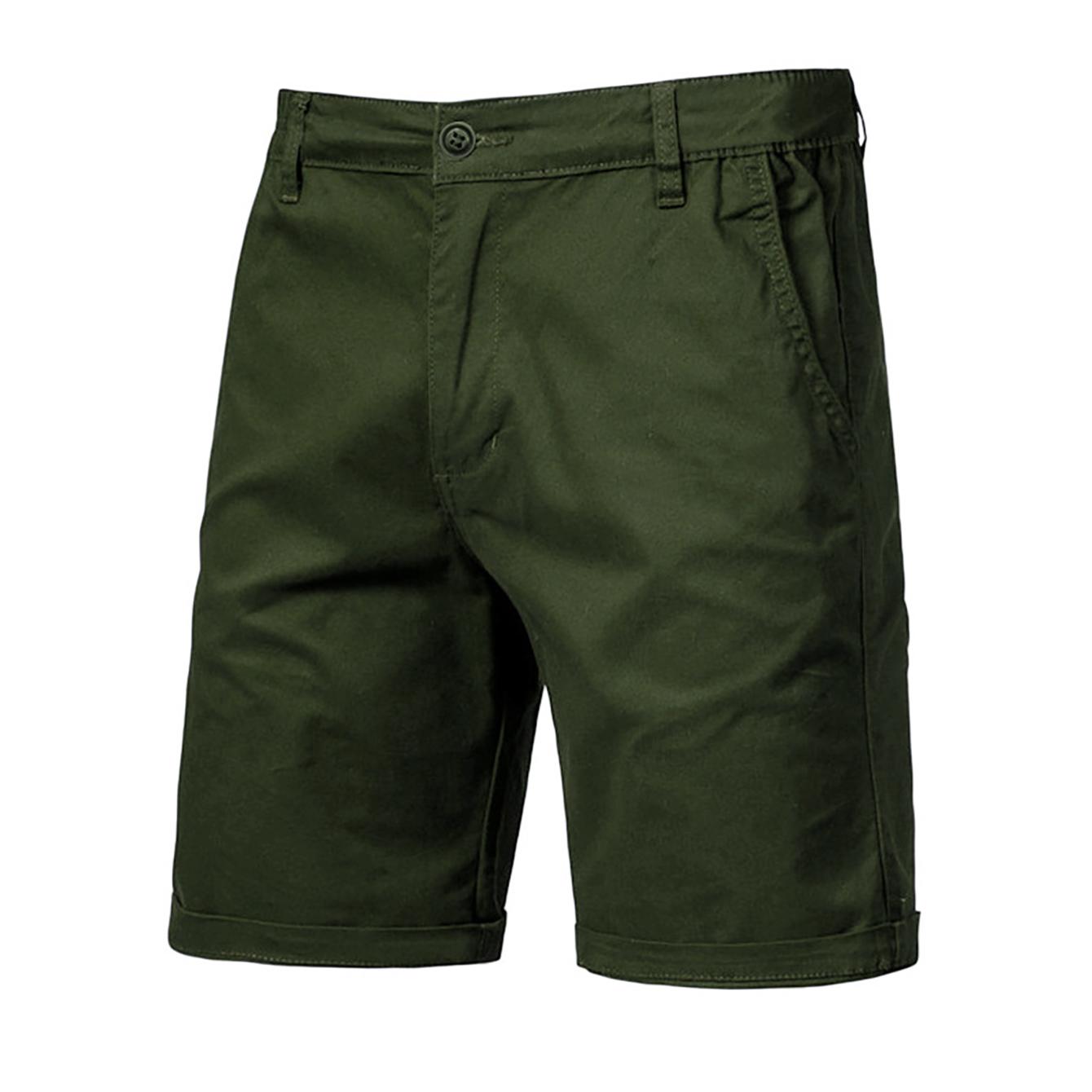 

Мужские летние повседневные однотонные шорты-бермуды с искусственными карманами для повседневной носки XL армия зеленый