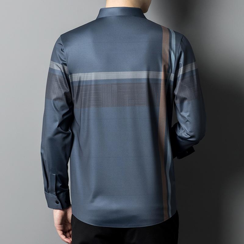 Мужская рубашка с длинными рукавами из шелка Ice Silk — фото 4