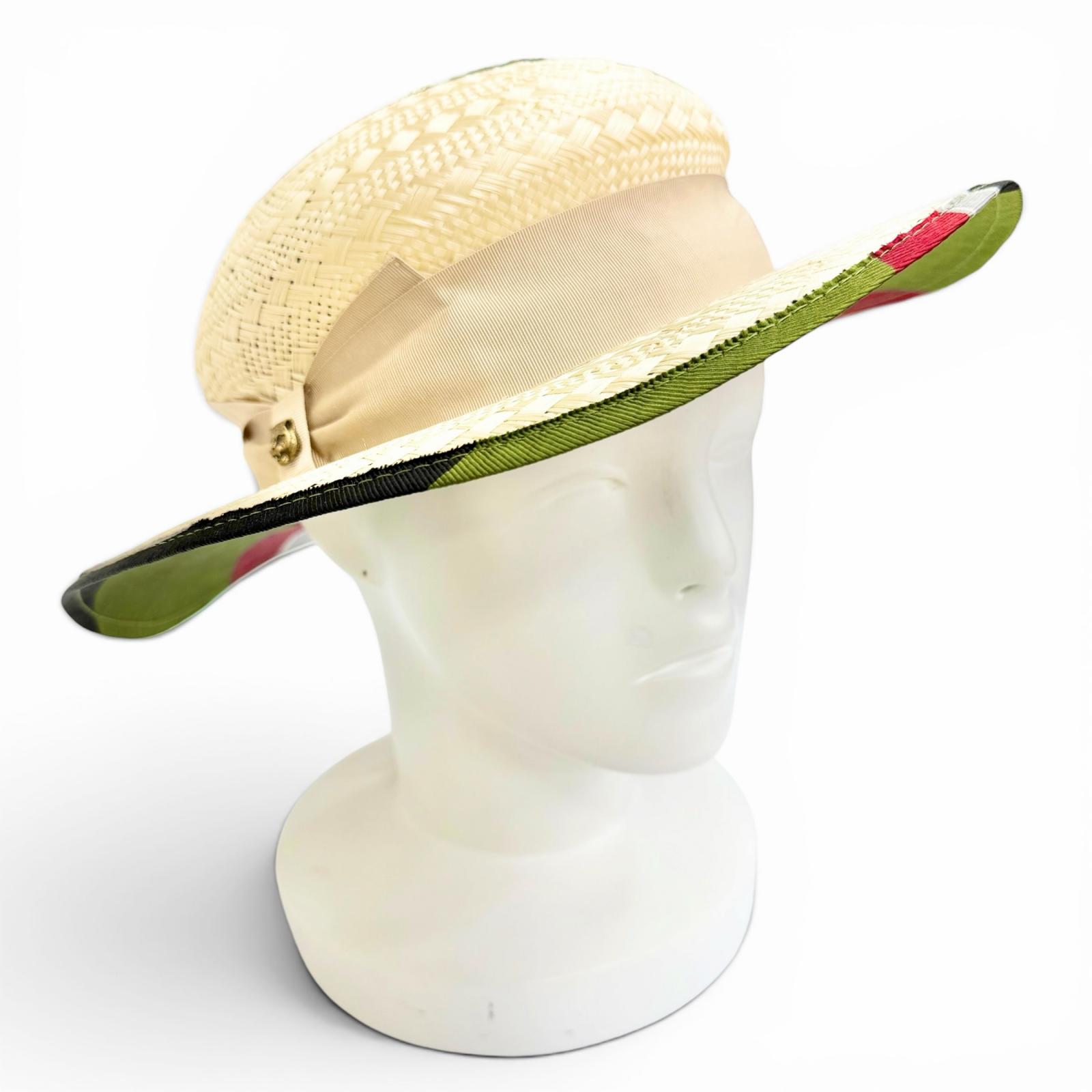 Great GUCCI hat Tiger Head Ribbon Tape Straw Hat natural plant fiber Women L Used