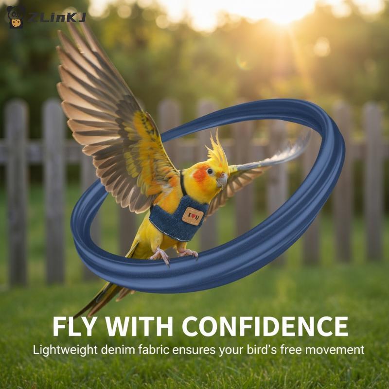 Parrot Flying Harness Vest Adjustable Training Rope for Bird Comfort and Safety During Outdoor Travel