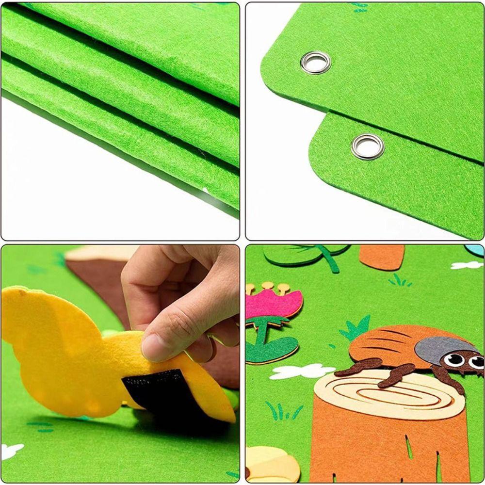 Starry Sky Payment Montessori Felt Puzzle Dinosaur World Felt Board Stories Set   Children Toys