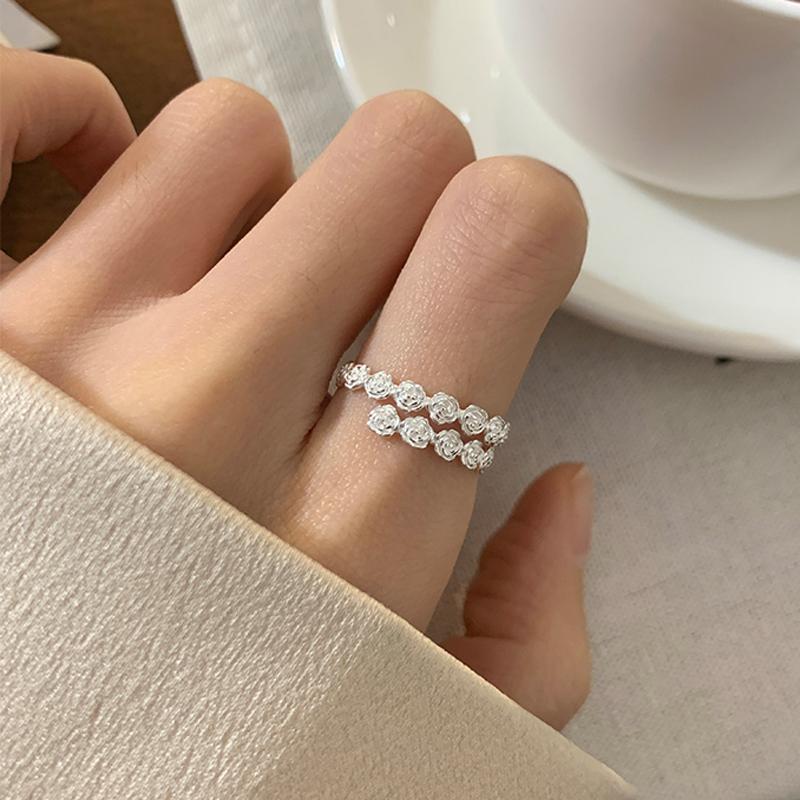 

New 925 Sterling Silver Adjustable Flower Rings For Women Crossover Love Engagement Wedding Grace Rose Ring Luxury Jewelry Gift