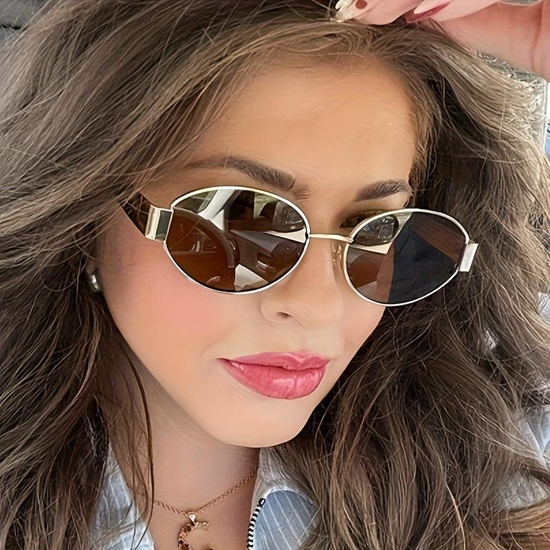 Metal Fashion Women's Sunglasses Luxury Brand Glasses Oval Frame Classic Colors