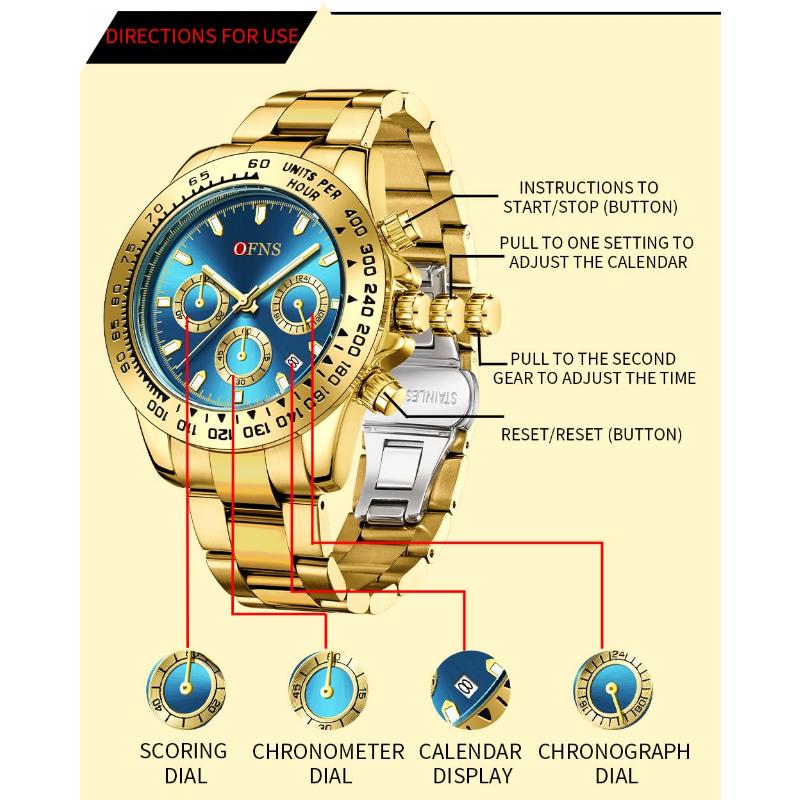 Luxury Man Watch Quartz Waterproof Luminous Date Chronograph Stainless Steel Men Wristwatch Military Sports Men's Watches