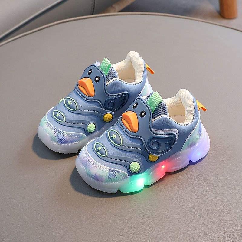 

Luminous Yellow Duck Toddler Shoes: Soft Sole, Breathable, 1-3 Years, Unisex Walking Shoes Size 16, Insole 11.5cm