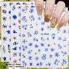 3 a 18 Hojas Pegatinas de Flores Acuarela para Uñas Calcomanías Florales para Uñas Primavera Azul Rosa Botánicas Manicura DIY