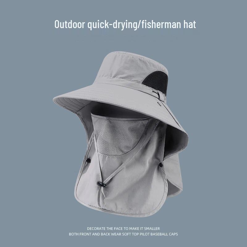 Unisex Summer UV-Protection Outdoor Bucket Hat with Neck Guard for Fishing and Climbing