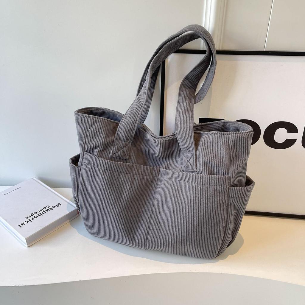 Large Capacity Corduroy Canvas Tote & Crossbody Handbag for Women - Versatile, Fashionable, High-End Shoulder Bag for Commute