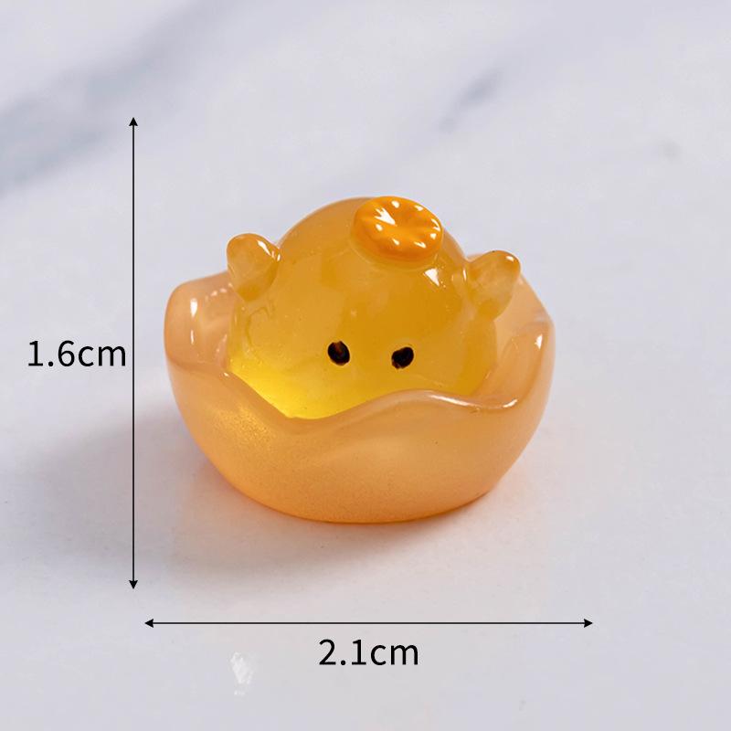 Mikrolandskap Søt Selvlysende Eggeskall Kylling Søt Kylling DIY Smykker Blindpose Tilbehør Skrivebord Bil Dekor