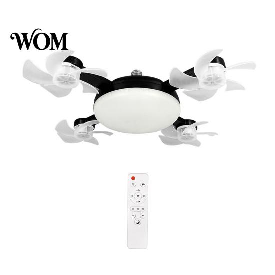 Smart Home Ceiling Fan 3/4/5 Blade with Light & Remote Control, 2-in-1 Silent LED Drone Foldable Blades, 3-Speed Dimmable E27 Socket for Bedroom