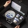 Master Zheng Wenqiang Gilded Silver Ceramic Gaiwan Tea Set