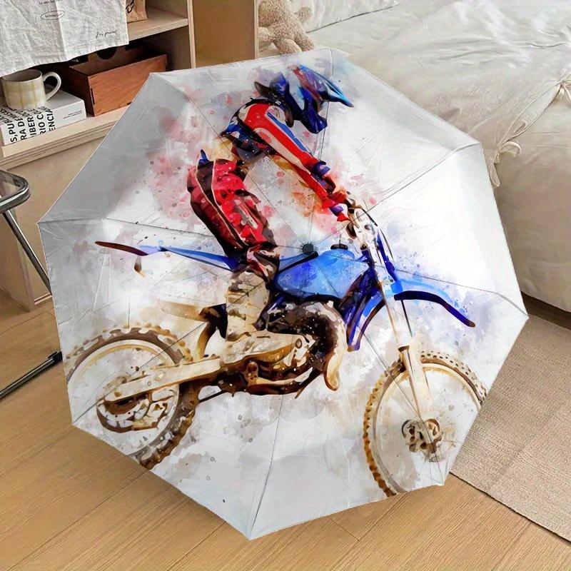 1 Stück Motorrad, Fahrer-Thema, Hochwertiger Regenschirm, Automatisches Öffnen und Schließen, Multifunktionaler Regenschirm G0811134