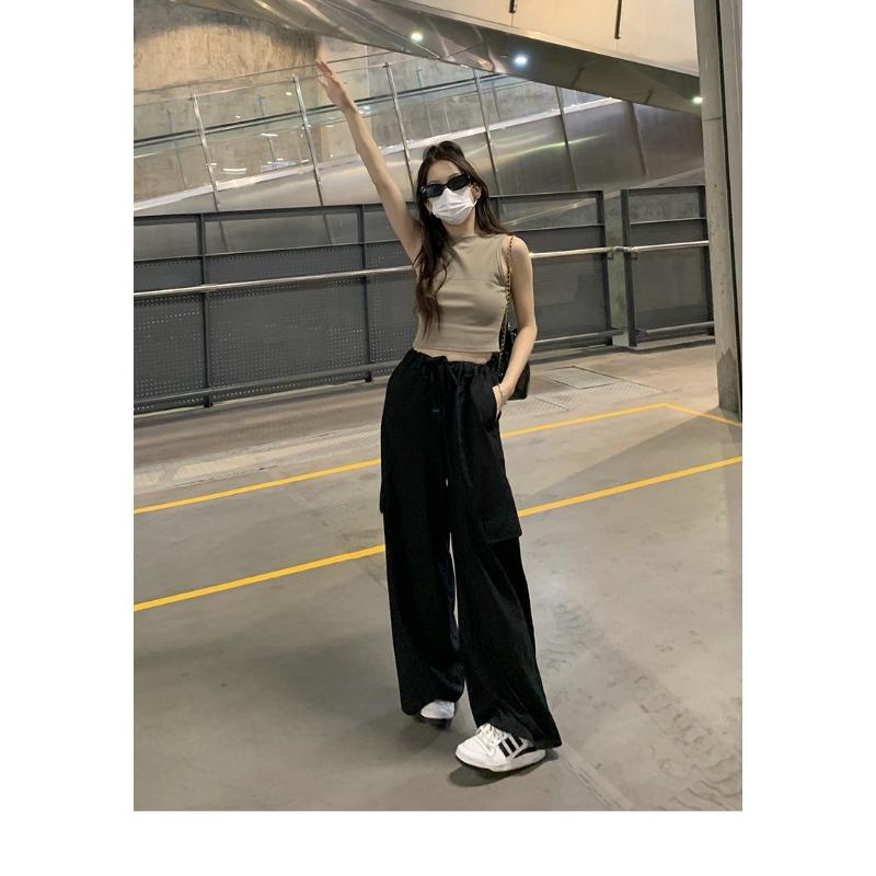 Sport-Baumwoll-Camisole mit integriertem BH, einfarbig gestricktes ärmelloses Top für Damen