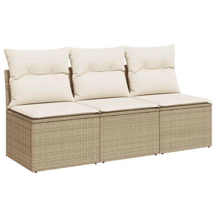 VidaXL Garden Sofa with Cushions 3-Seater, Seat with Cover, Outdoor Patio Balcony Terrace Furniture, Beige Resin 366077