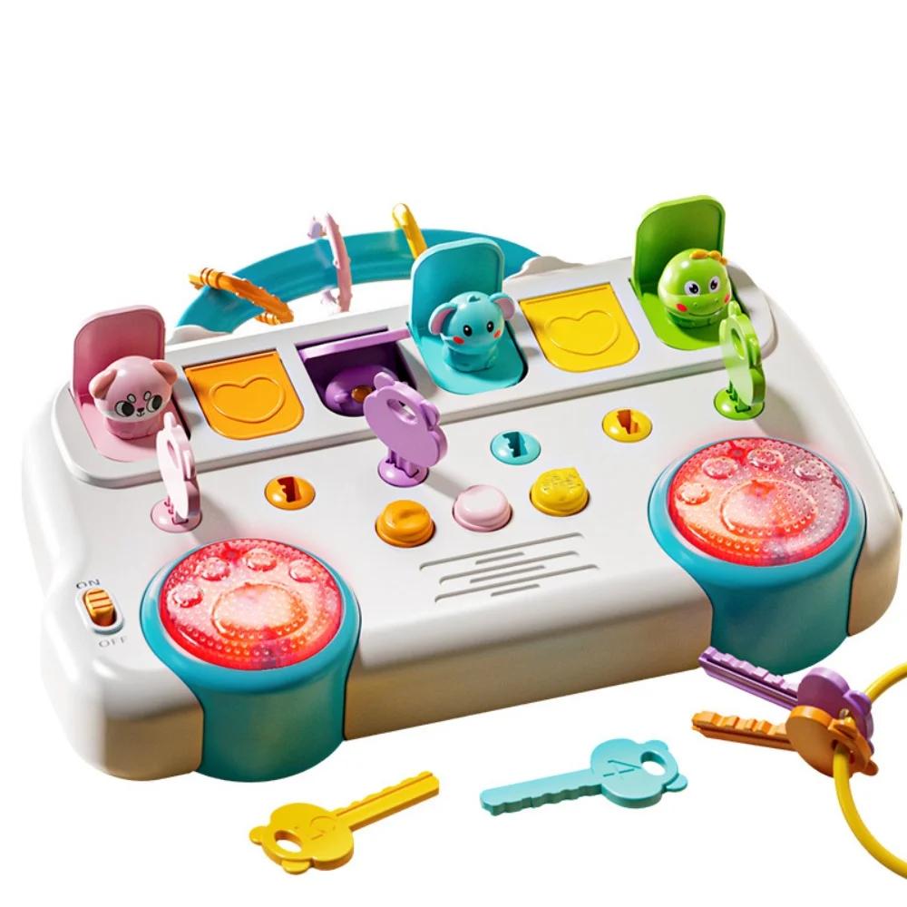 

Funny Learning Educational Toy Sensory Fine Motor Skill Training Press Pull Click Animal Car Button Educational Toys For Infant синий