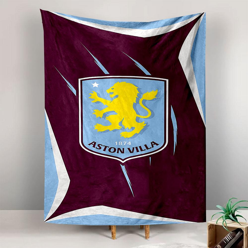 Aston Villa Football Club Crest Wall Tapestry Golden Lion Light Blue Shield Claret Decor for Fan Bedroom Man Cave Gift