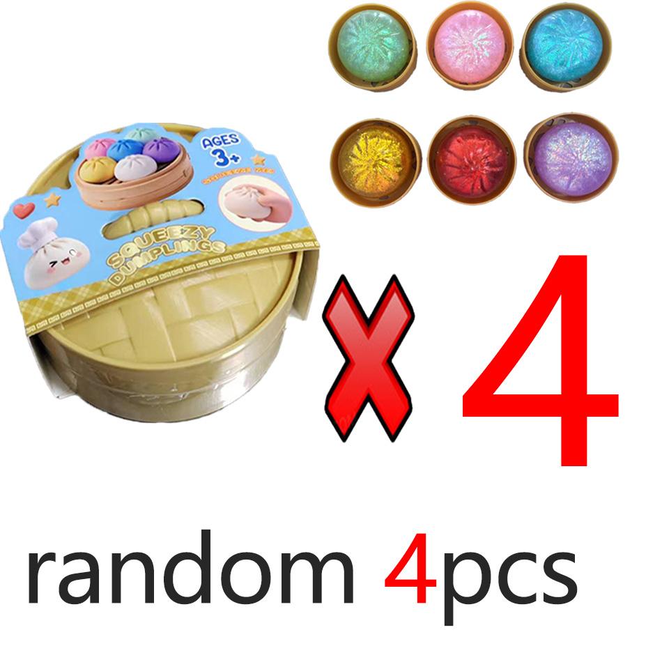 Glitter Squeeze dumpling squishie Toy Kawaii Steamed Bun Stress with Steamer Box Soft TPR Squishy for Kids Adults Anxiety Relief