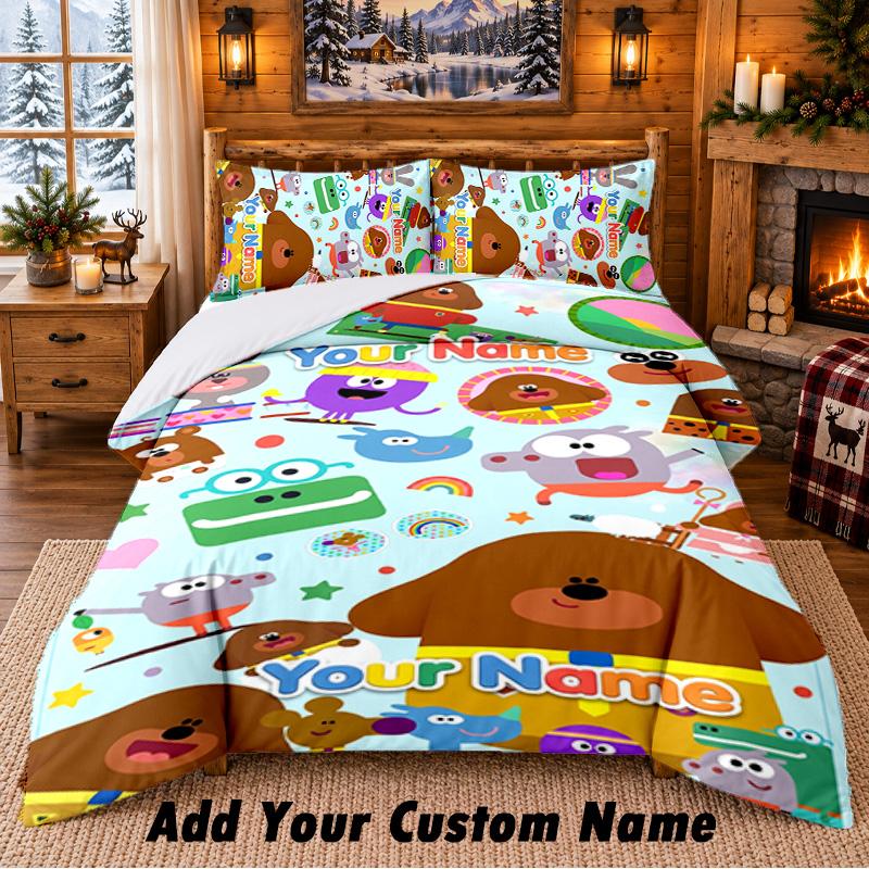 Hey Duggee Custom Name 3Pcs Bedding Set 1 Bed Sheet 2 Pillowcases Bedroom Home Decor