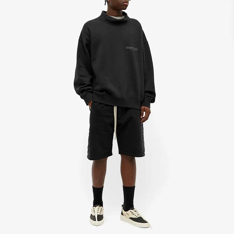 Fear of God Essentials FW20 Mock Neck Sweatshirt With Letter Pattern Unisex Sweatshirts Black FOG-FW20-345