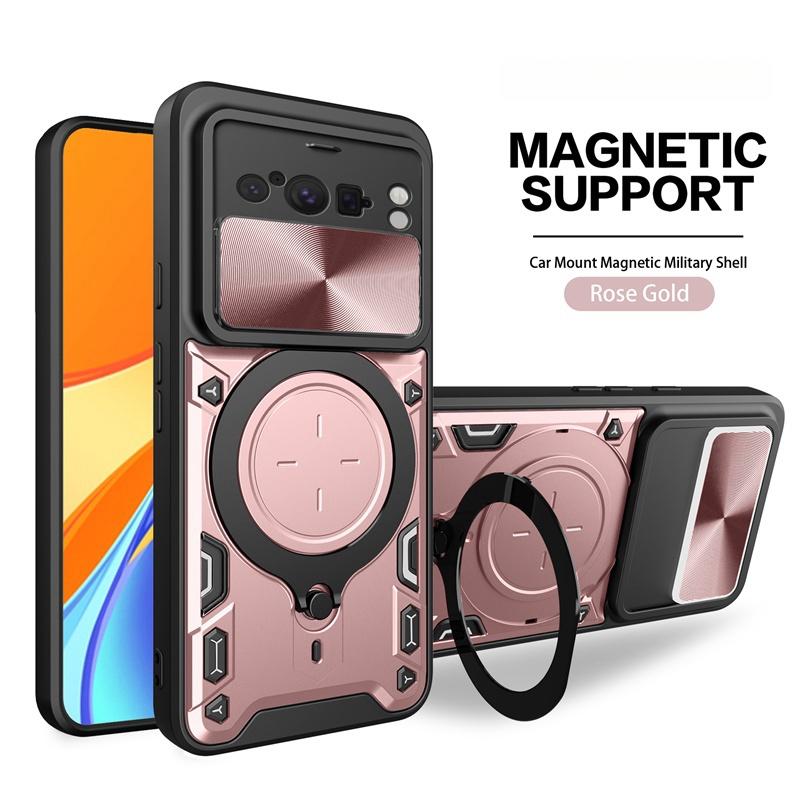 

Бронированный магнитный металлический держатель-кольцо Funda для Google Pixel8 Pro Case Slide Camera Lens Back Cover для Pixel 8 Pro 8Pro Protect Shell For Pixel 8 Pro
